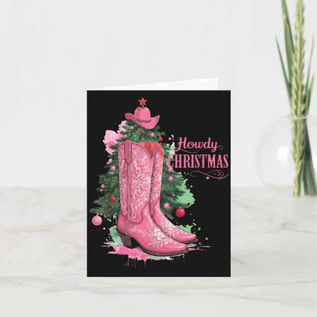 Tarjeta Western , Howdy Christmas And Tree, Nk Cowboy Boot (Anverso)