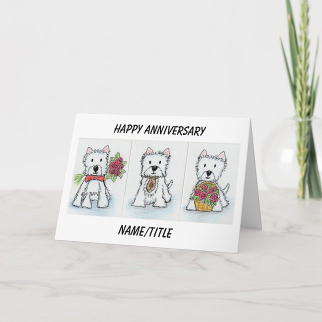 Tarjeta Westie Aniversario esposa mamá papá esposo (Anverso)