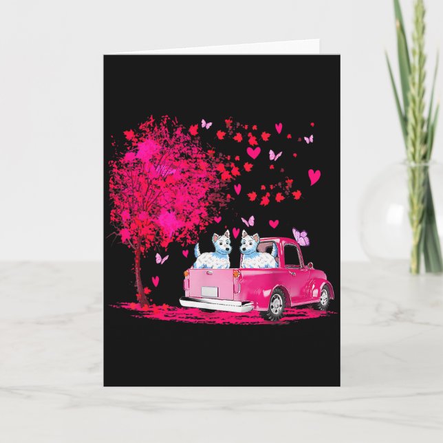 Tarjeta Westie Couple Truck Happy Valentines Day Gifts  (Anverso)