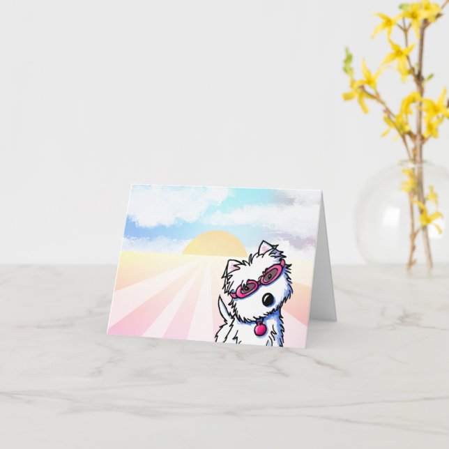 Tarjeta Westie de sol de verano (flor amarilla)