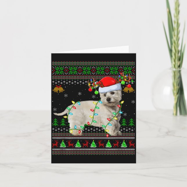 Tarjeta Westie Dog West Highland Terrier Ugly Christmas Sw (Anverso)