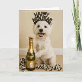 Tarjeta Westie Feliz Año Nuevo