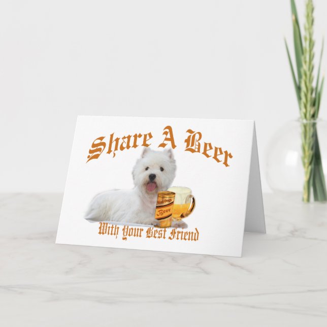 Tarjeta Westie Shares Beer Greeting Card (Anverso)
