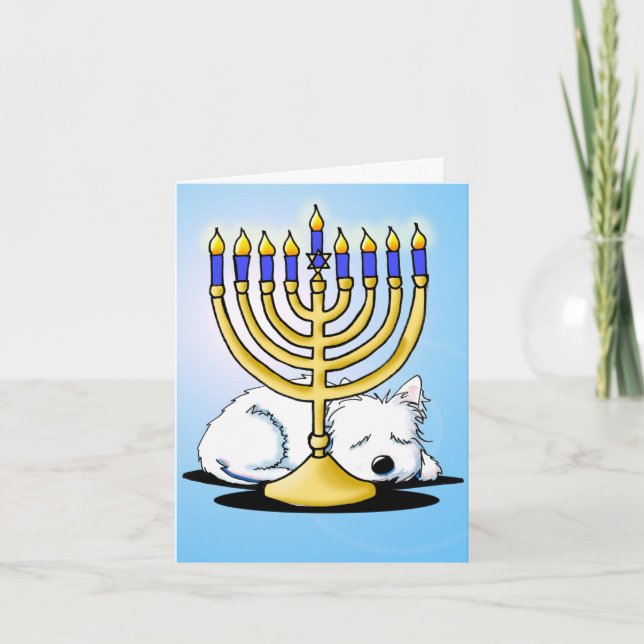 Tarjeta Westie Terrier Hanukkah (Anverso)