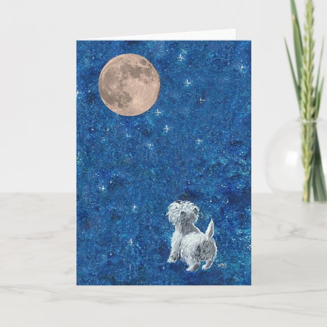 Tarjeta Westie y Luna Llena (Anverso)