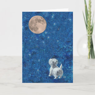 Tarjeta Westie y Luna Llena