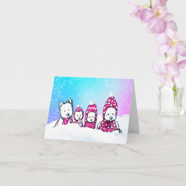 Tarjeta Westies de invierno en la nieve (Orquídea)