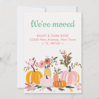 Tarjeta We've Moved Modern Pumpkin Fall Colors Flat
