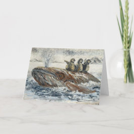 Tarjeta Whale Riders Whimsical Whale and Penguin Ocean