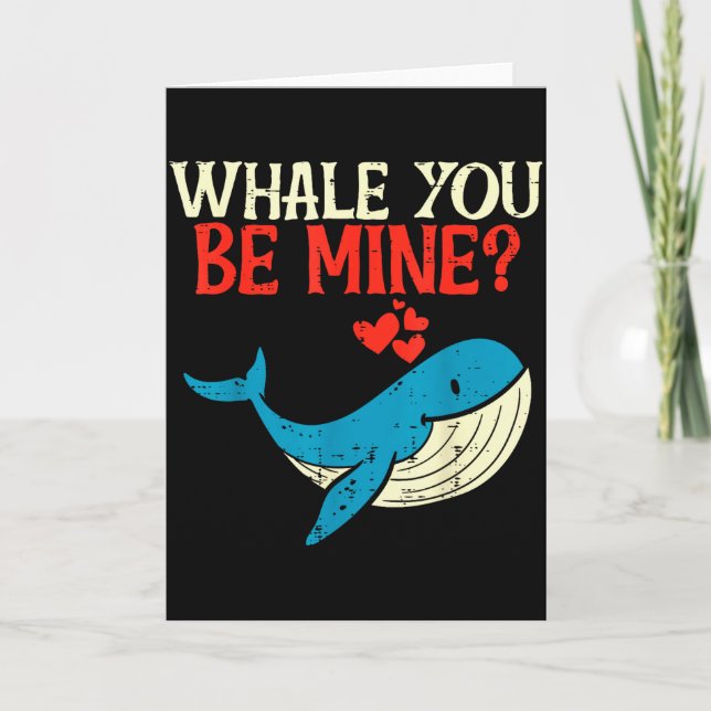 Tarjeta Whale You Be Mine Funny Orca Valentines Day Pun Me (Anverso)