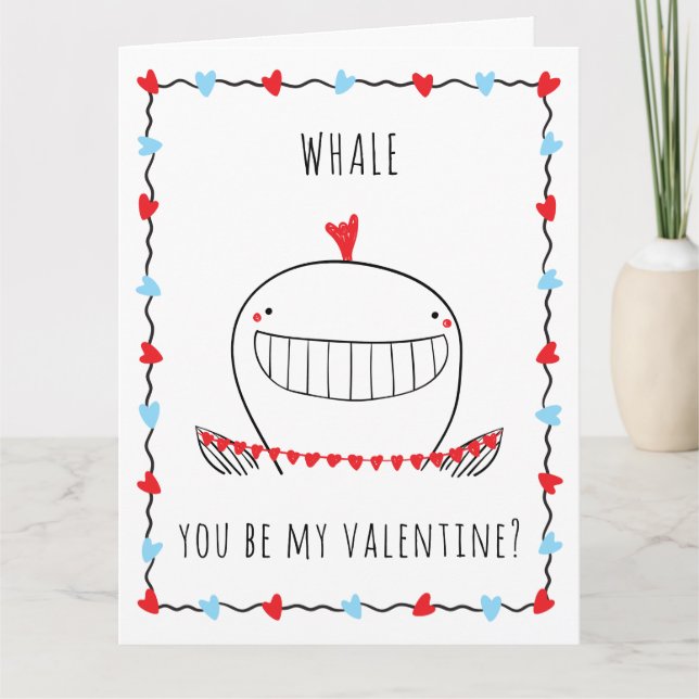 Tarjeta Whale You be My Valentine Funny Valentine's Day (Anverso)