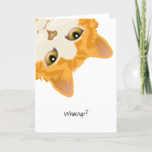 Tarjeta Whas up Naranja Upside Down Cat