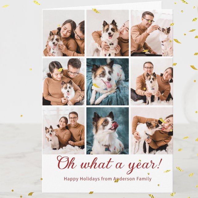 Tarjeta What A Year Review Christmas Family Photo Collage  (Subido por el creador)