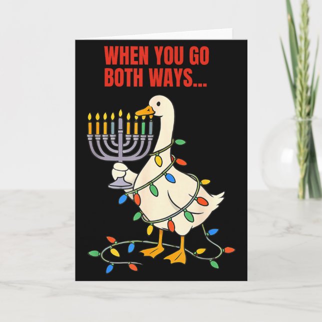 Tarjeta When You Go Both Ways Goose Christmas Hanukkah  (Anverso)