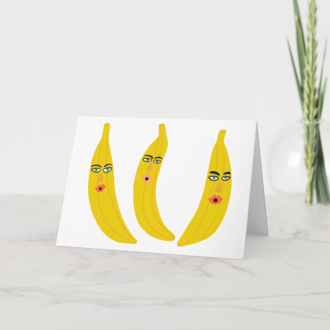 Tarjeta Whimsical Banana Trio PERSONALIZADO (Anverso)