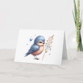 Tarjeta Whimsical Blue Bird All Occaor Blank Greeting