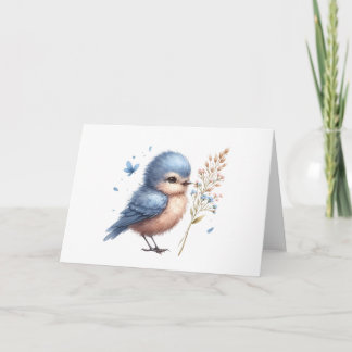 Tarjeta Whimsical Blue Bird All Occaor Blank Greeting