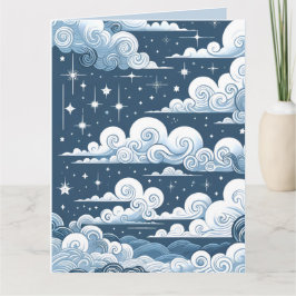 Tarjeta Whimsical Blue Celestial Baby Shower