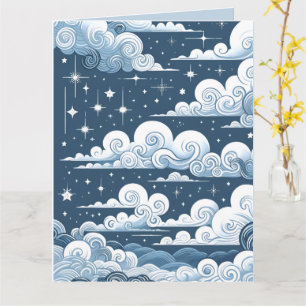 Tarjeta Whimsical Blue Celestial Baby Shower