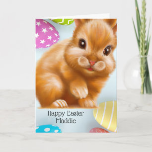 Tarjeta Whimsical Brown Easter Bunny