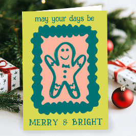 Tarjeta Whimsical Christmas Cookie Merry & Bright Holiday