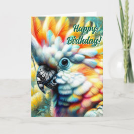 Tarjeta Whimsical Cockatoo Poppies Amarillos Cumpleaños