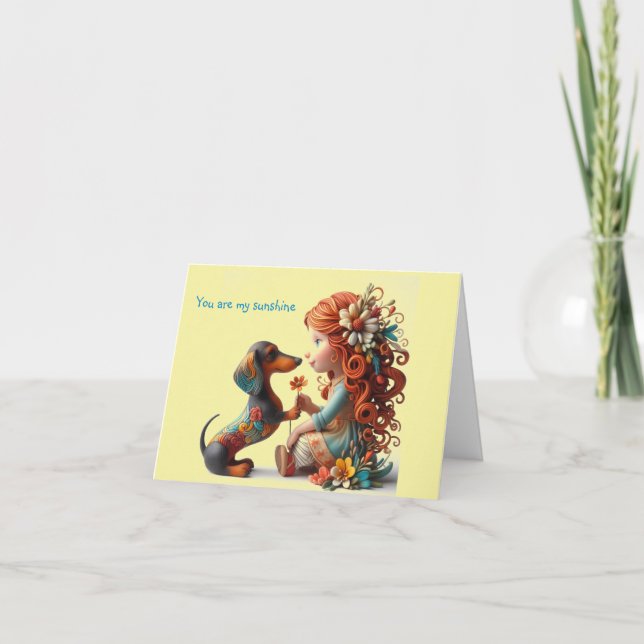 Tarjeta Whimsical Dachshund en cualquier ocasión (Anverso)