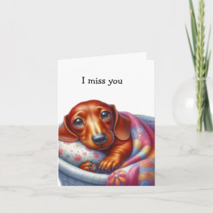 Tarjeta Whimsical Dachshund Te Extraña