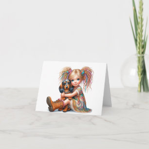 Tarjeta Whimsical Dapple Dachshund