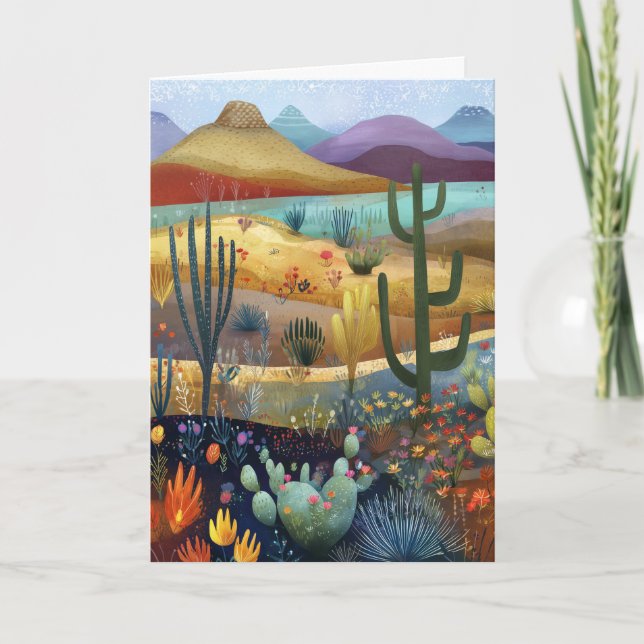 Tarjeta Whimsical Desert Scene Hello Greeting (Anverso)