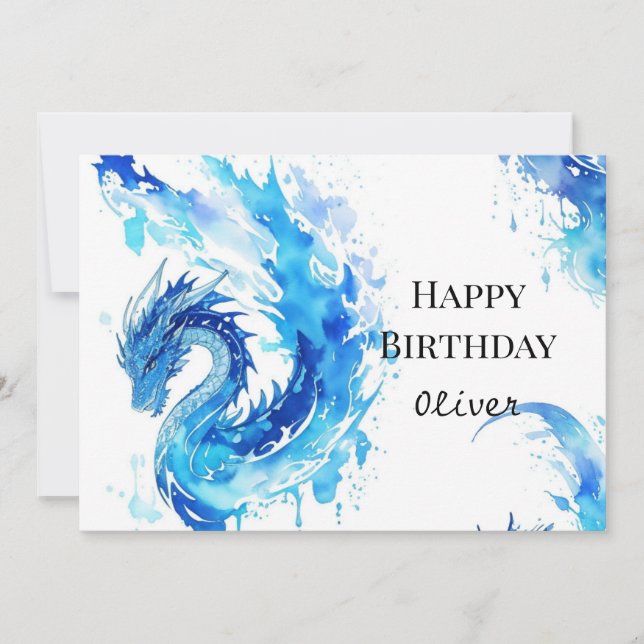 Tarjeta Whimsical Digital Dragon Birday (Anverso)