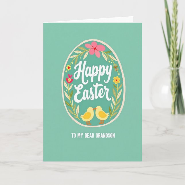 Tarjeta Whimsical Easter Grandson Card (Anverso)