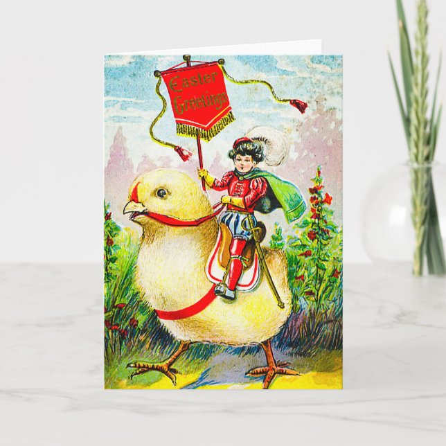 Tarjeta Whimsical Easter Greetings: Sobre el polluelo giga (Anverso)