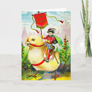 Tarjeta Whimsical Easter Greetings: Sobre el polluelo giga