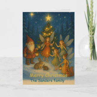 Tarjeta Whimsical Fairies and Elves Custom Christmas