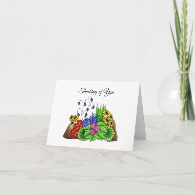 Tarjeta Whimsical Floral Thinking of You Card (Anverso)