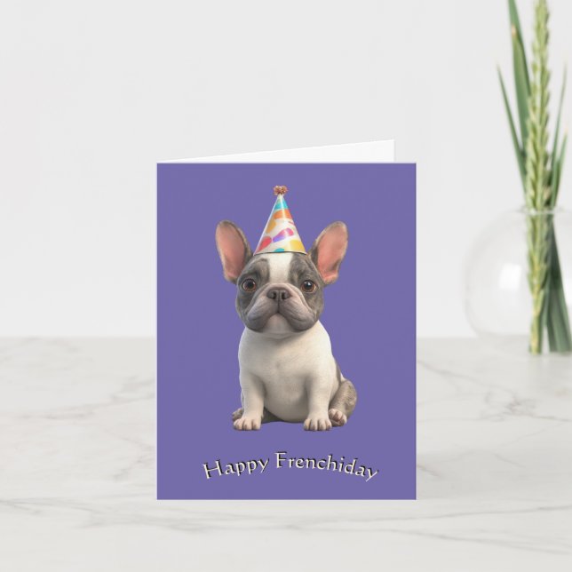 Tarjeta Whimsical French Bulldog Birthday Greetings (Anverso)