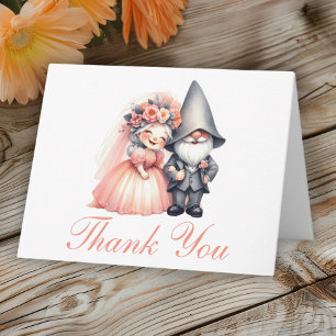 Tarjeta Whimsical Gnome Boda Gracias Naranja Woodland