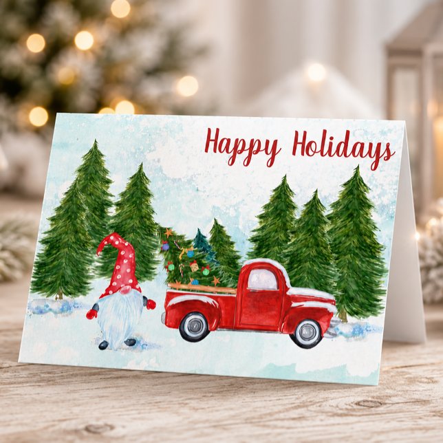Tarjeta Whimsical Happy Holidays Gnome (Whimsical Happy Holidays Christmas Card)