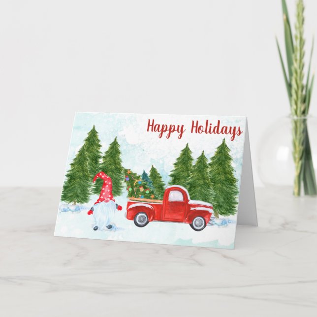 Tarjeta Whimsical Happy Holidays Gnome (Anverso)