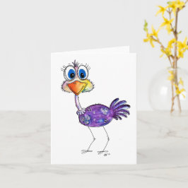 Tarjeta Whimsical Happy Purple Ostrich