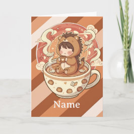 Tarjeta Whimsical Hedgehog Coffee Greeting Card