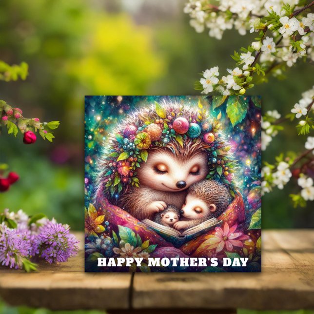 Tarjeta Whimsical Hedgehog Mamá en la Historia Día de la M (Subido por el creador)