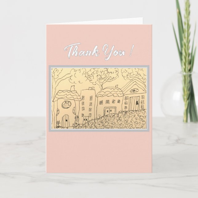 Tarjeta Whimsical Houses Thank You (Anverso)