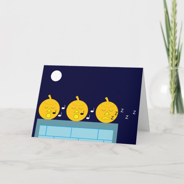 Tarjeta Whimsical Jack-o'-Lanterns: Halloween en blanco (Anverso)