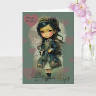Tarjeta Whimsical Kawaii Fairy Tale Chica