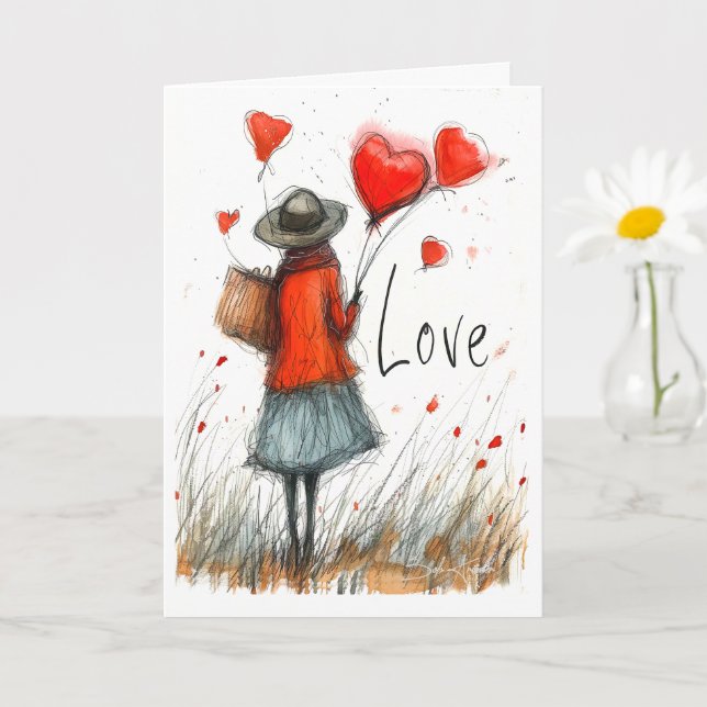 Tarjeta Whimsical Love Journey (Planta pequeña)