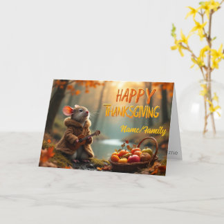 Tarjeta Whimsical Mouse Thanksgiving – Autumn Forest Celeb