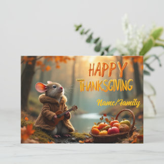 Tarjeta Whimsical Mouse Thanksgiving – Autumn Forest Celeb