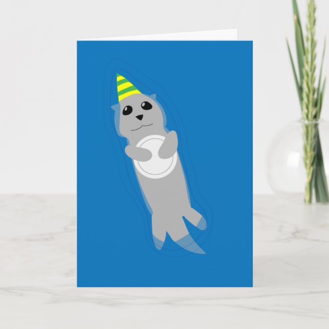 Tarjeta Whimsical Otter, un cumpleaños absolutamente grand (Anverso)